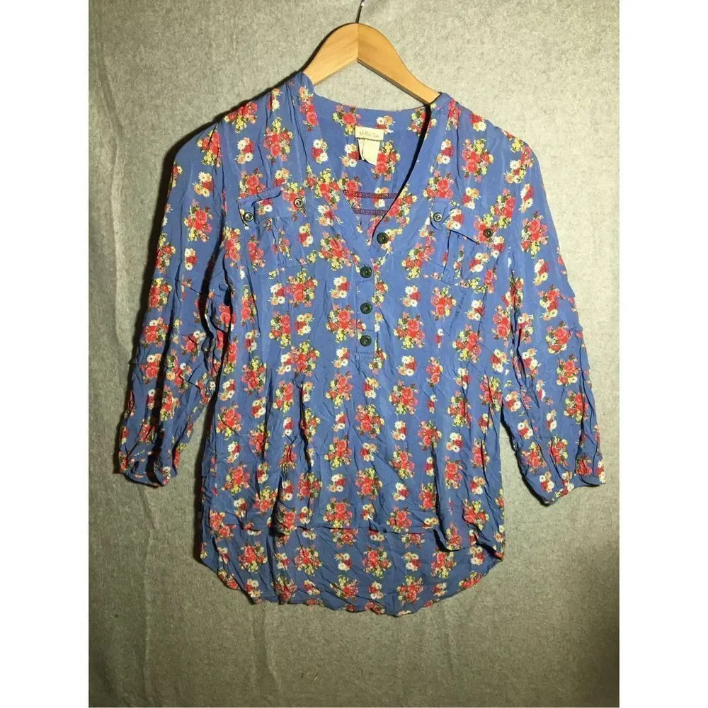 Womens Matilda Jane Blouse Floral Blue Ditsy Dainty Feminine Cute Cottage Core